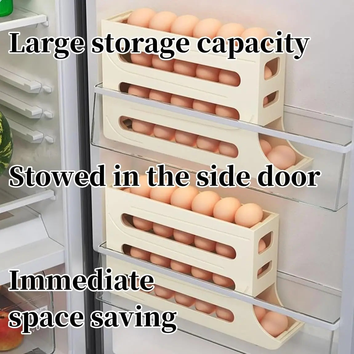 4-Tier Refrigerator Egg Storage Box, Automatic Rolling Egg Dispenser for Kitchen | Bentalia Home