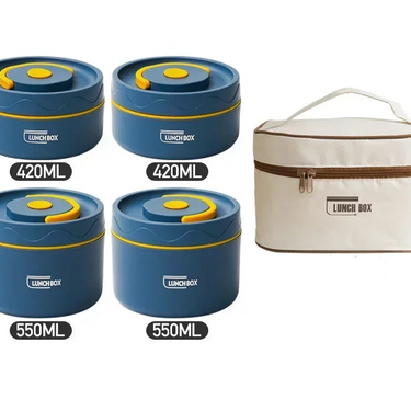 Lunch/Snack Box for Stackable, stainless steel liner 4-Tier Bento Box