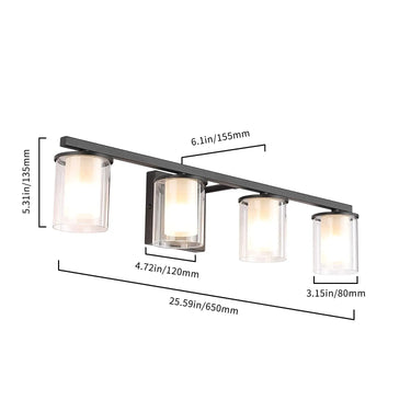 18in 3-Light Nickel Bathroom Vanity Light Fixture over Mirror with Clear Glass Shade G9 Socket, Wall Light for Bathroom Mirror
