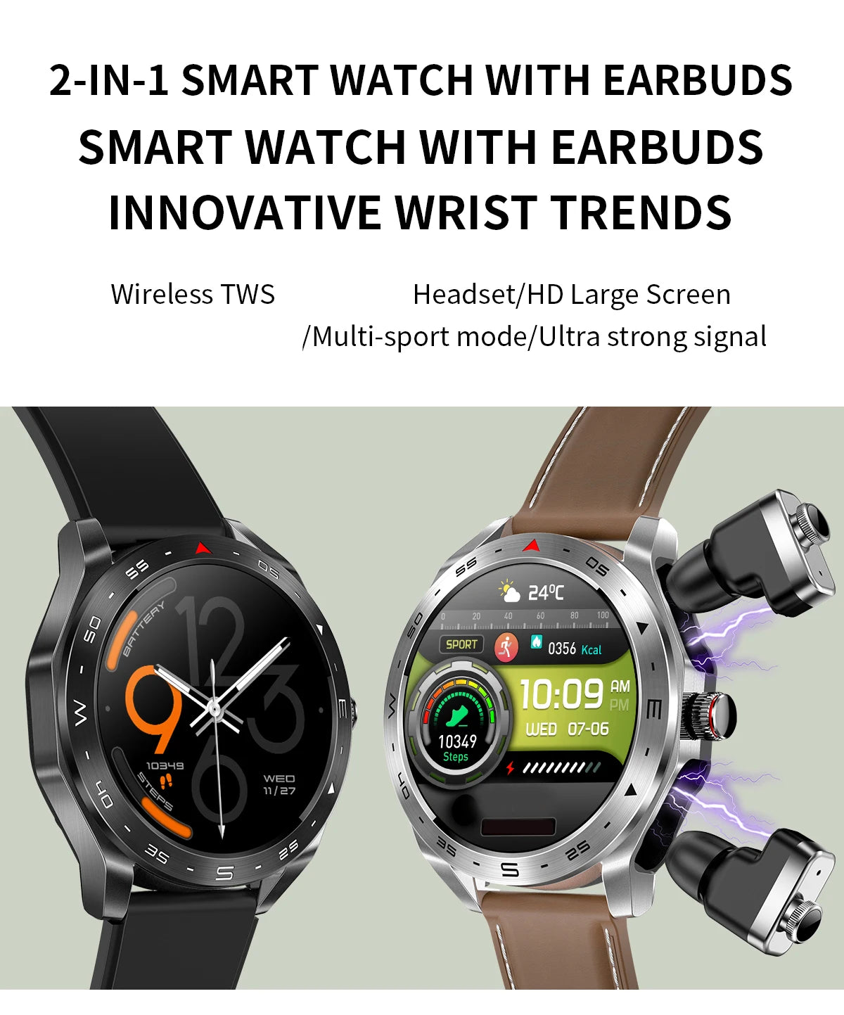 2024 Smart Watch with TWS Bluetooth Earphones – Fitness Tracker & HIFI Sound | Bentalia Home