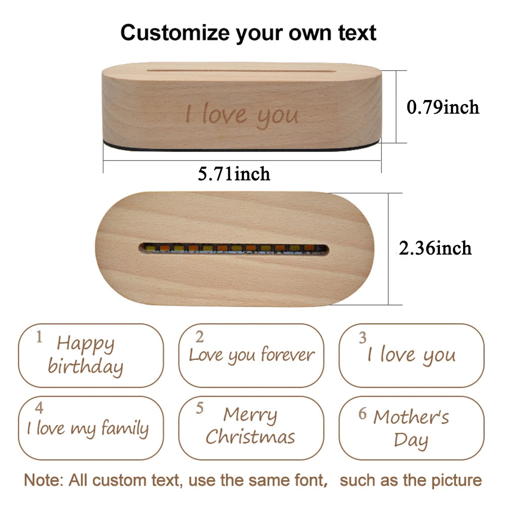 Custom 3D Night Light Lamp with Photo & Text – Perfect for Weddings, Birthdays & Gifts | Bentalia Home