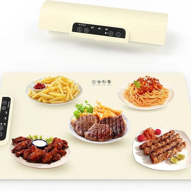 Portable Electric Heating Tray, Roll-Up Silicone Food Warmer with Timer