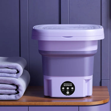 8L Portable Foldable Mini Washing Machine with Spin Dryer – USB Powered for Socks