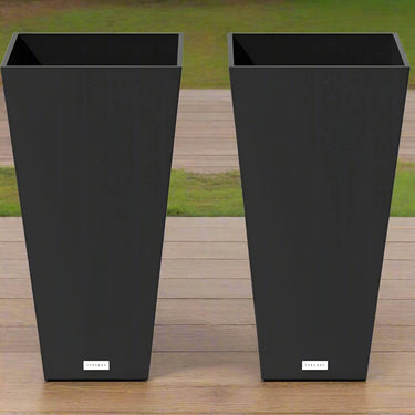 Indoor/Outdoor Taper Plastic Planter, 2-Pack (26 inch, Black) | Bentalia Homes