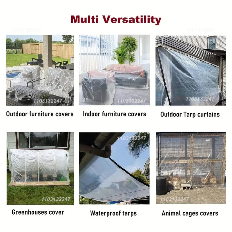 Transparent Waterproof Tarpaulin - Garden Rainproof Clear Poly Tarp with Grommets for Plant Cover and Shed Insulation | Bentalia Home