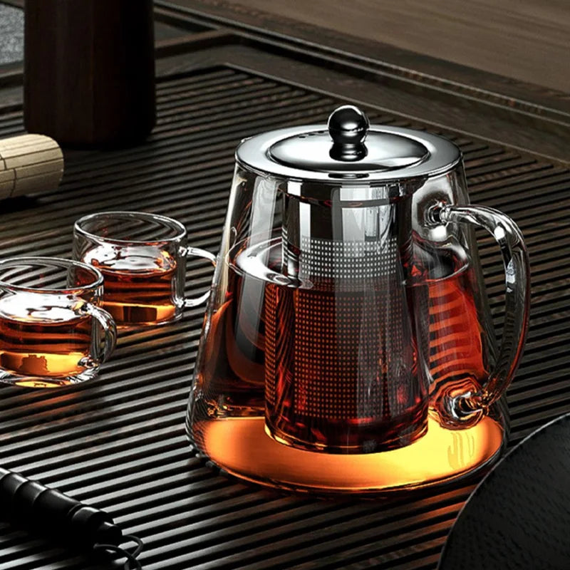 Heat-Resistant Glass Teapot with Stainless Steel Infuser, 401-500ml Kung Fu Teaware | Bentalia Home