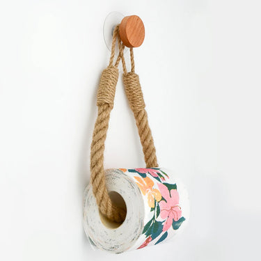 Nail-Free Hemp Rope Paper Towel Holder - Bathroom Towel Hook & Toilet Paper Rack