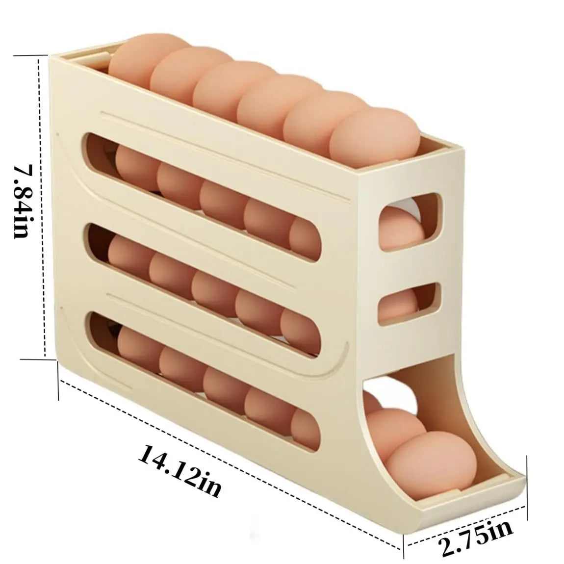 4-Tier Refrigerator Egg Storage Box, Automatic Rolling Egg Dispenser for Kitchen | Bentalia Home