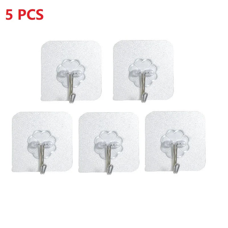 1-10PCS Transparent Self-Adhesive Stainless Steel Hooks - Strong Key Storage Hangers for Kitchen, Bathroom, Door, or Wall | Bentalia Home