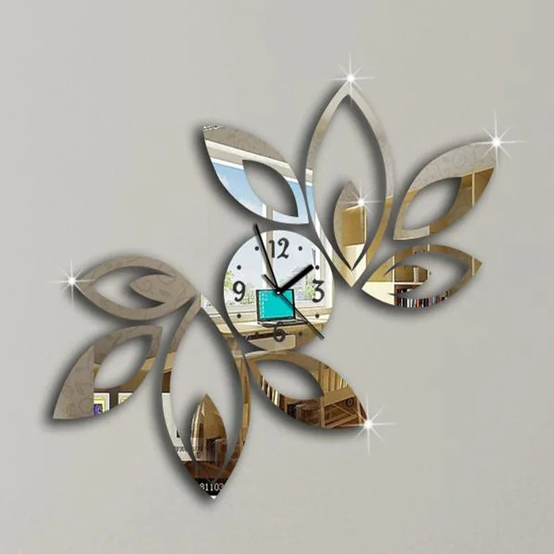 3D Acrylic Wall Clock with Multicolor Leaves – Stylish Home Décor for Living Room | Bentalia Home