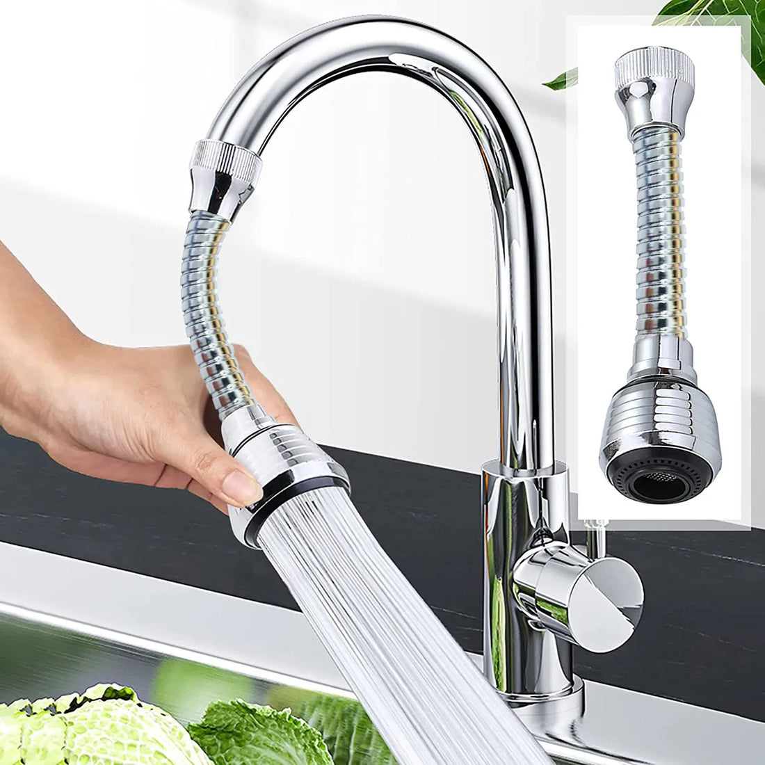 360° Rotatable Anti-Splash Faucet Sprayer Nozzle with Hose – Water-Saving Kitchen Sink Tap Booster | Bentalia Home