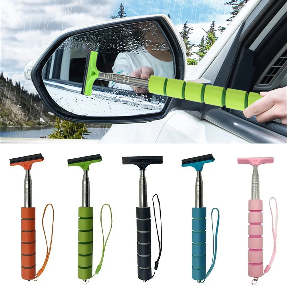 Telescopic Stainless Steel Rearview Mirror Wiper – Handheld Window Cleaning Brush | Bentalia Home