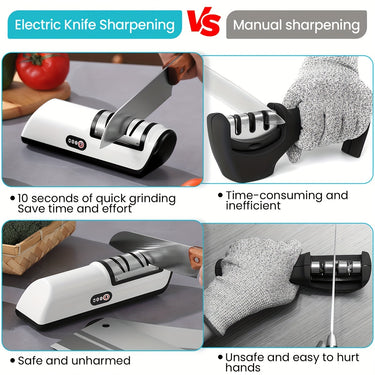 USB Rechargeable Electric Knife Sharpener – 2-Stage with Adjustable Speeds for Ceramic & Steel Blades