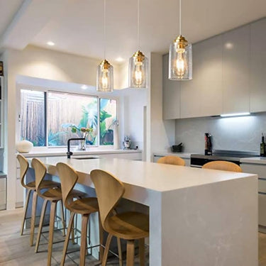 3-Pack Modern Industrial Pendant Lights – Chrome Finish with Seeded Glass Shades