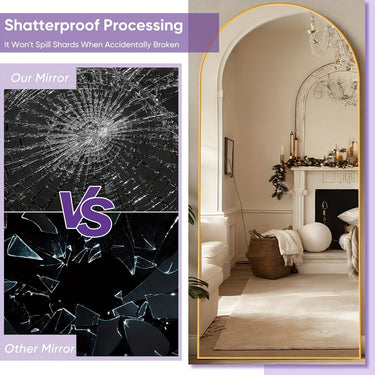 LADYNOW Arched Full-Length Floor Mirror – Freestanding Design, Classic Style