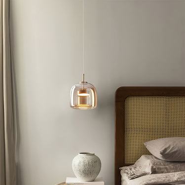 Modern LED Pendant Chandelier – Polished Finish with Handmade Glass Shade (Bulb Included)