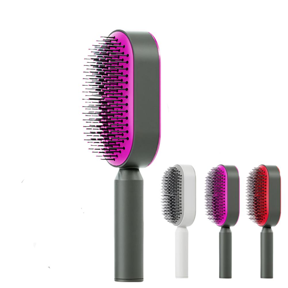 One-Key Clean Hair Brush – Scalp Massage & Anti-Breakage Comb with 3D Air Cushion Design | Bentalia Home