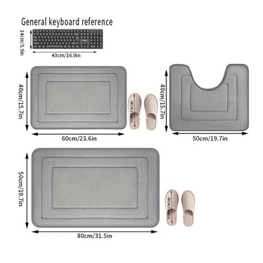 3-Pack Ultra Absorbent Bath Mats – Non-Slip, Soft Polyester, Rectangular Design