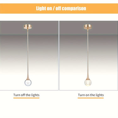 Enncll Modern 5W Mini LED Jellyfish Crystal Pendant Light – Adjustable Gold Teardrop with Acrylic Shade