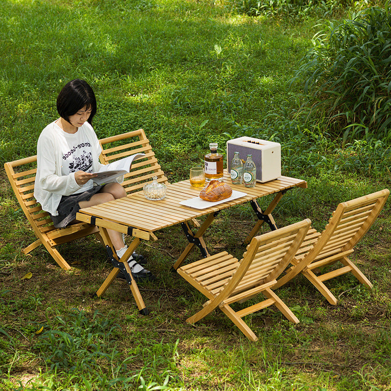 Portable Outdoor Folding Table and Chairs Set - Stylish Bamboo Design, Simple and Functional | Bentalia Home