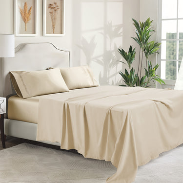 6PCS Luxury Bed Sheet Set – Ultra Soft, Deep Pocket, Shrink & Fade Resistant, Machine Washable with Embroidered Detailing