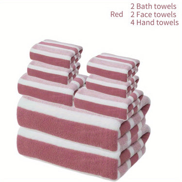 8-Piece Microfiber Bath Towel Set – Super Soft, Super Absorbent, Two-Tone Striped Design