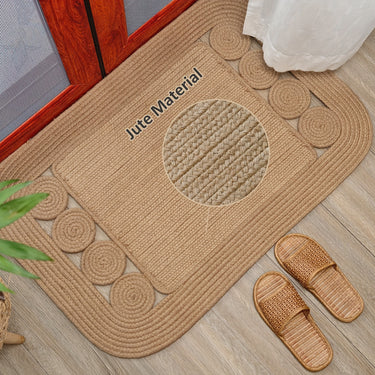 Bohemian Jute Area Rug – Braided Design, Non-Slip, Foldable, Low Pile