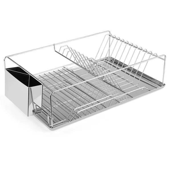 Stainless Steel Dish Drying Rack with Drainboard, Cutlery Holder & Space-Saving Organizer | Bentalia Homes