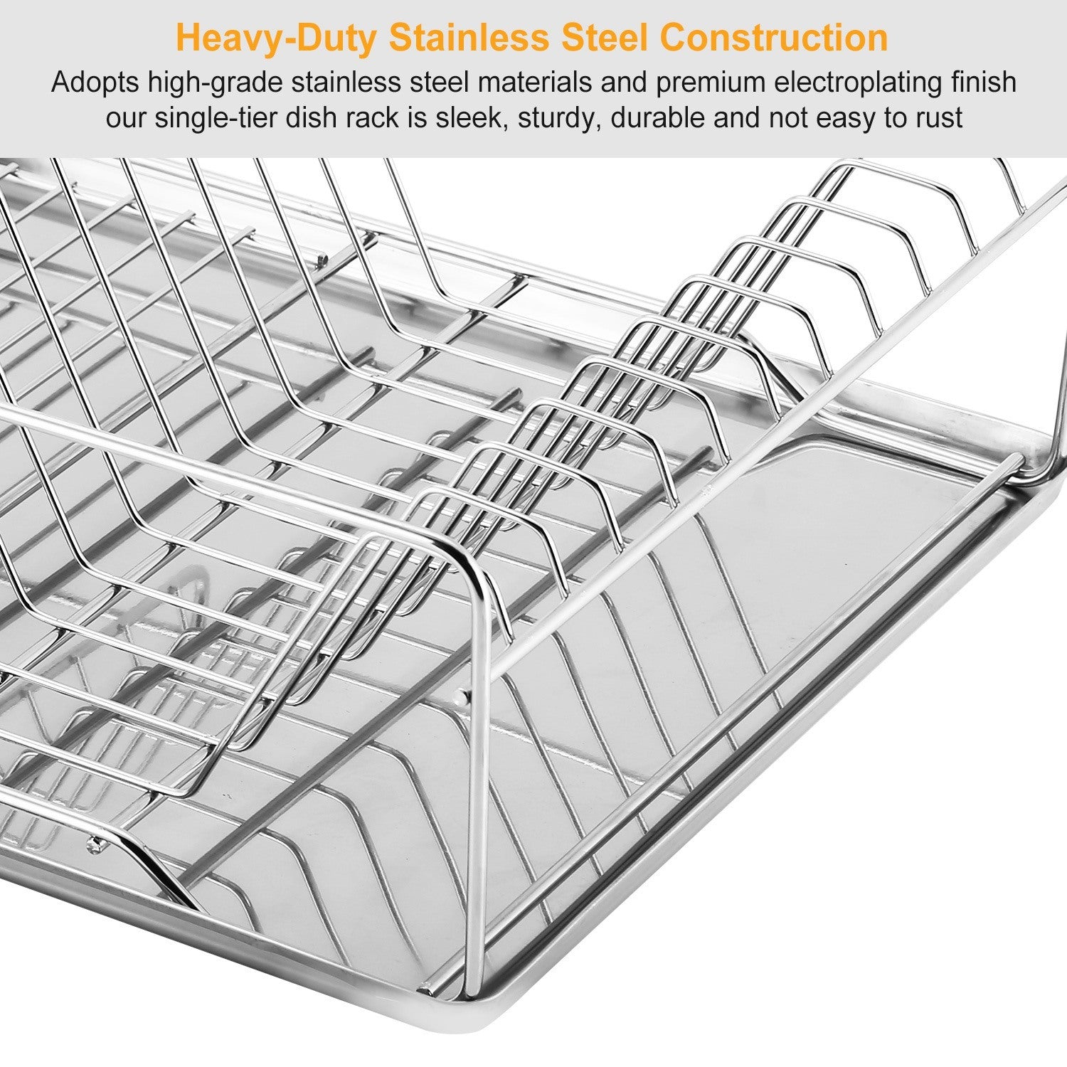 Stainless Steel Dish Drying Rack with Drainboard, Cutlery Holder & Space-Saving Organizer | Bentalia Homes