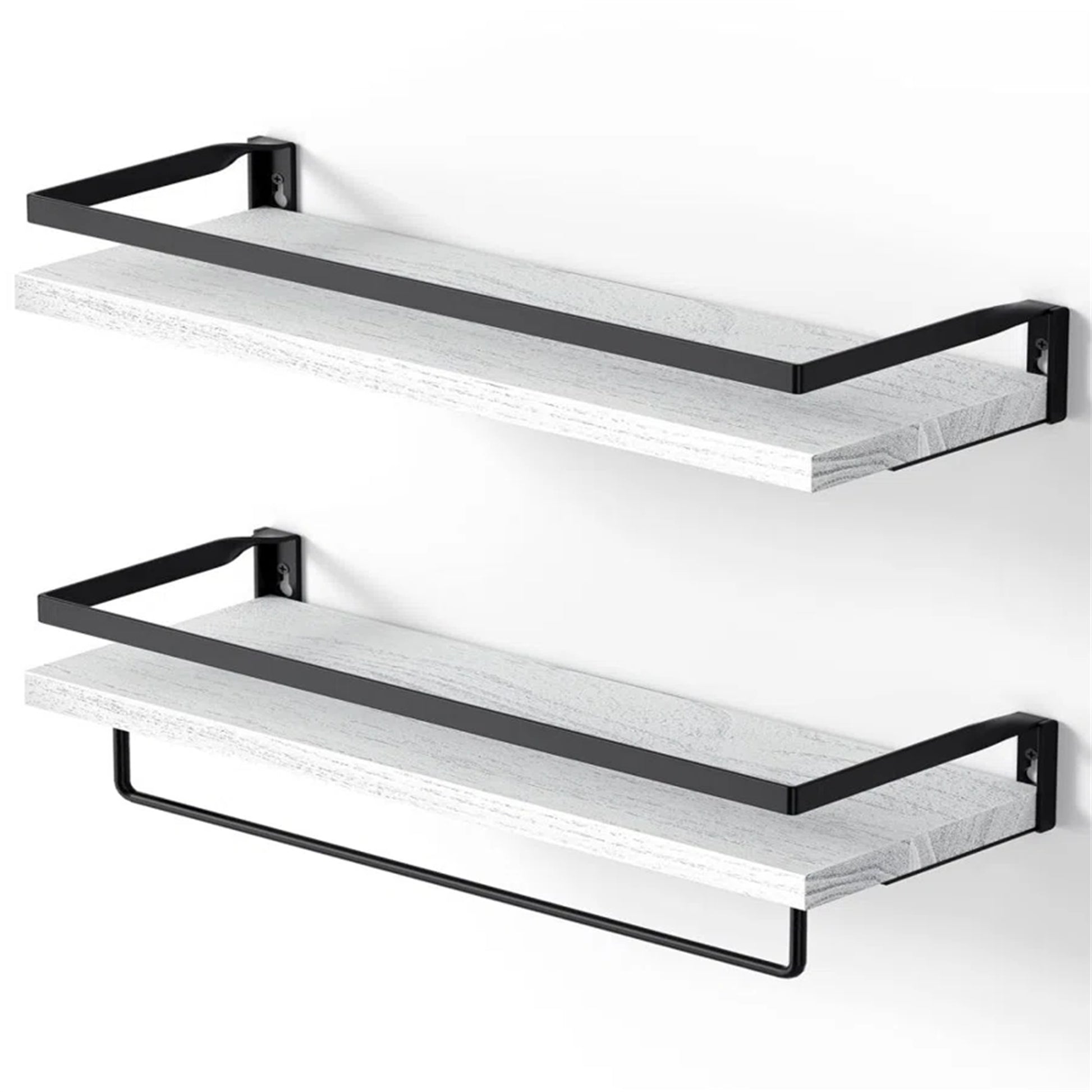 Rustic Bathroom Shelf with Towel Bar – Set of 2 | Bentalia Homes