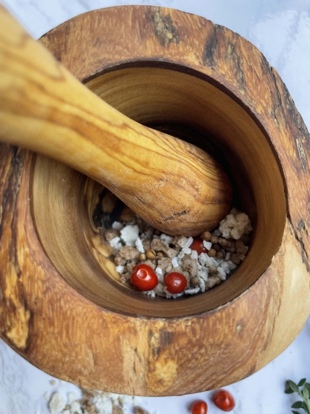 Olive Wood Rustic Mortar and Pestle | Bentalia Homes