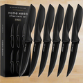 Serrated Kitchen Steak Knives Set - 6 Pcs - Black | Bentalia Homes