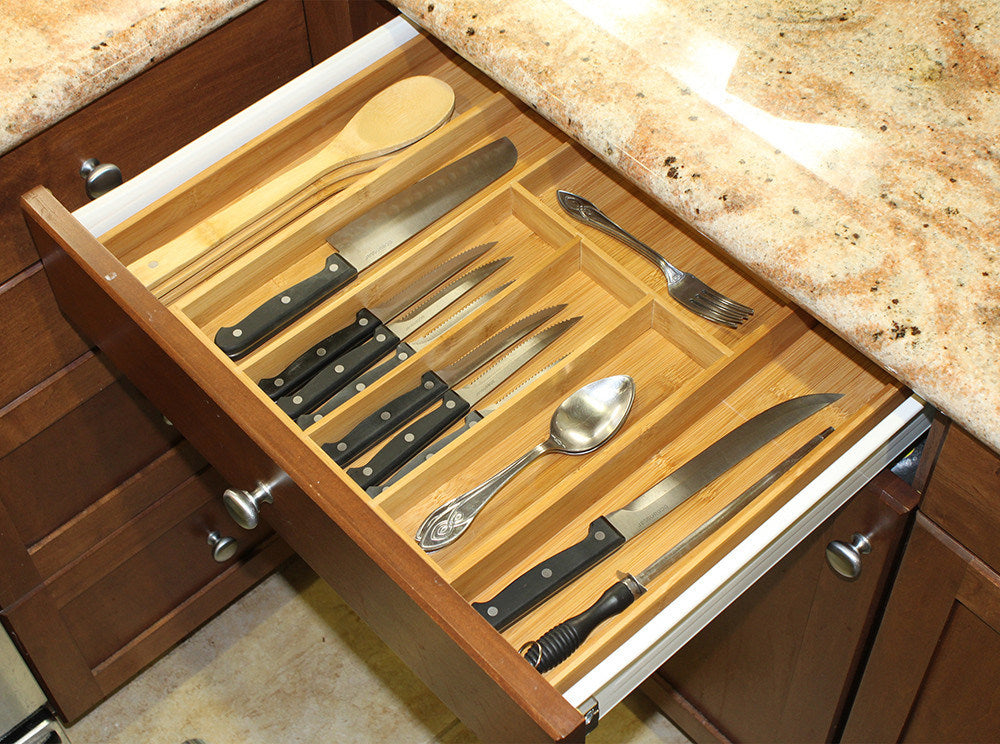 5-Piece Bamboo Expandable Drawer Utensil Organizer Set | Bentalia Homes