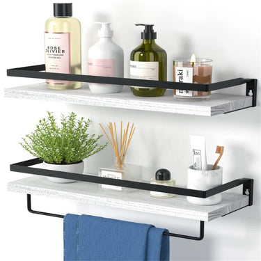 Rustic Bathroom Shelf with Towel Bar – Set of 2 | Bentalia Homes