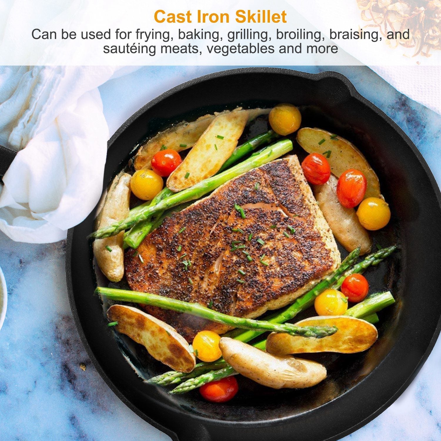 3-Piece Pre-Seasoned Cast Iron Skillet Set | Bentalia Homes