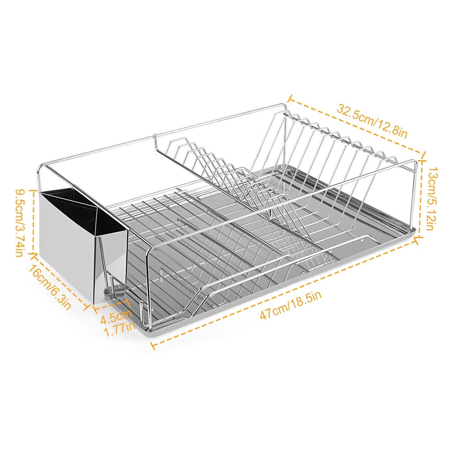 Stainless Steel Dish Drying Rack with Drainboard, Cutlery Holder & Space-Saving Organizer | Bentalia Homes