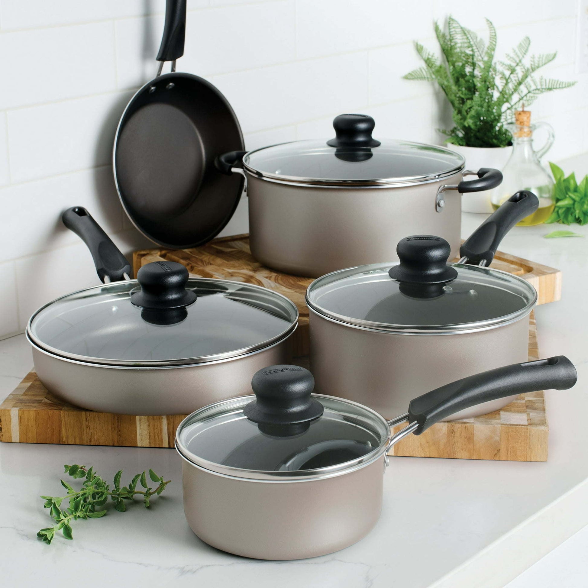 Tramontina 9-Piece Non-Stick Cookware Set, Champagne | Bentalia Homes