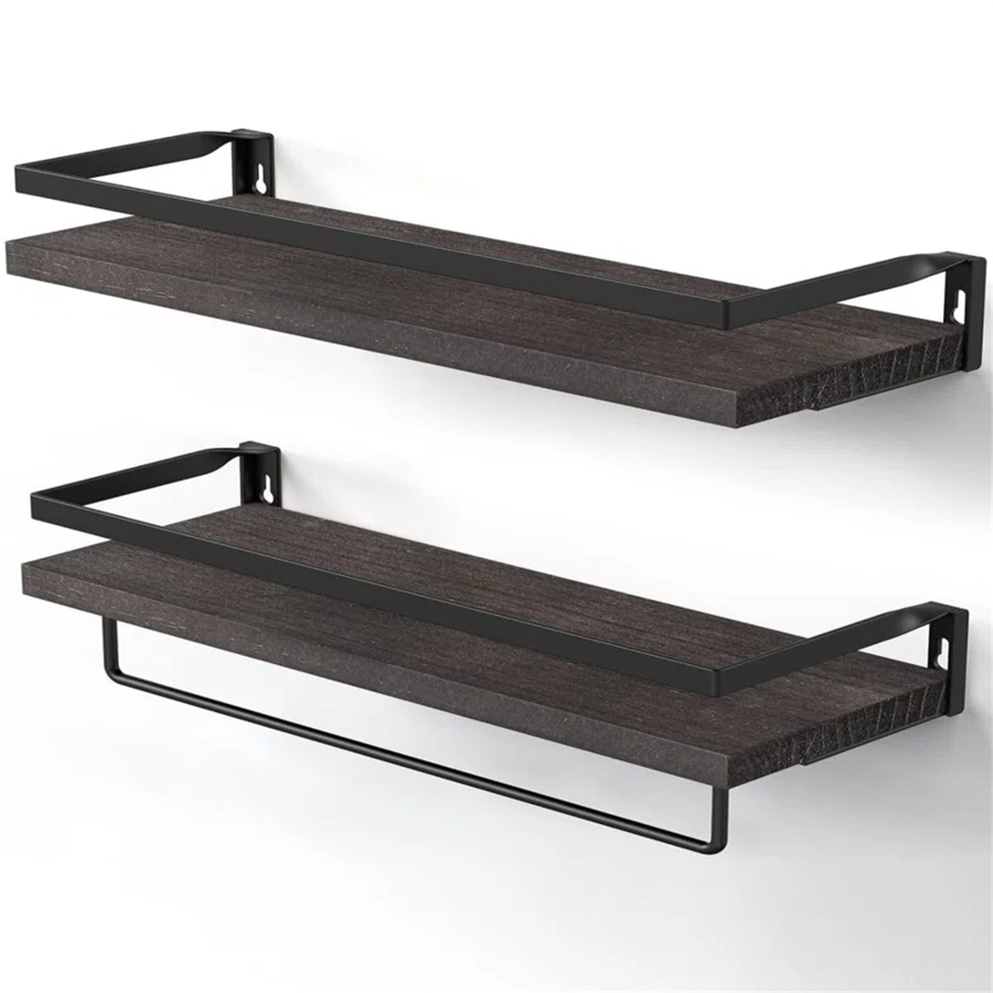 Rustic Bathroom Shelf with Towel Bar – Set of 2 | Bentalia Homes