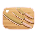 7-Piece Reversible Bamboo Heart Cutting Board & Stainless Steel Cutlery Set - Pink | Bentalia Homes