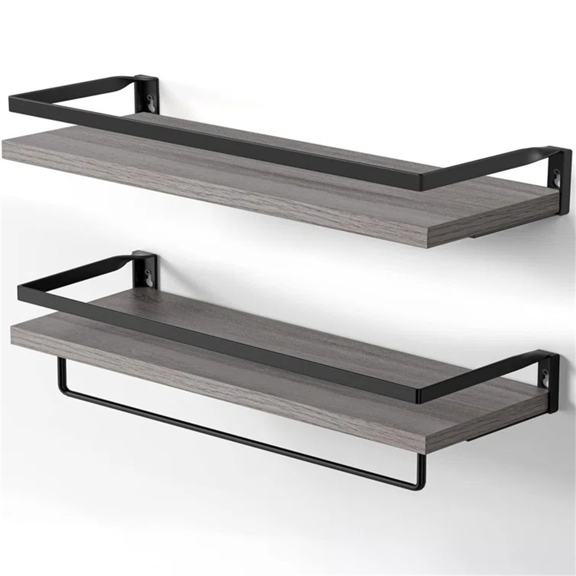 Rustic Bathroom Shelf with Towel Bar – Set of 2 | Bentalia Homes