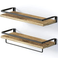 Rustic Bathroom Shelf with Towel Bar – Set of 2 | Bentalia Homes