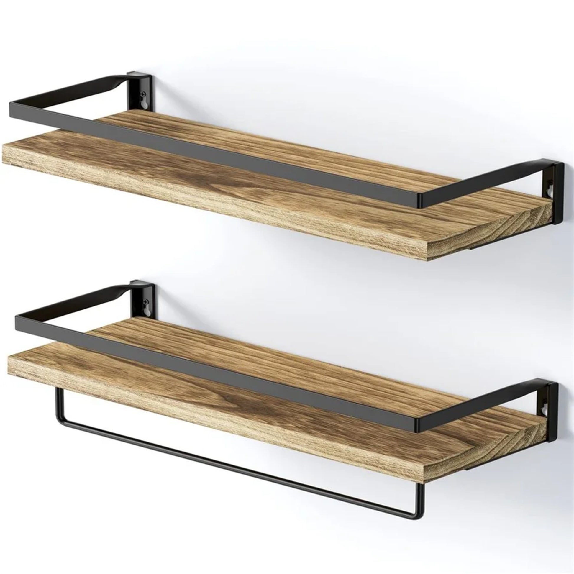 Rustic Bathroom Shelf with Towel Bar – Set of 2 | Bentalia Homes