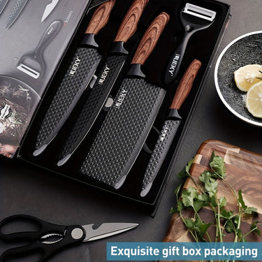 6-Piece Kitchen Knife Set – High Carbon Stainless Steel, Wooden Handles, Gift Box