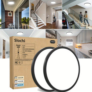 Modern Slim LED Flush Mount Ceiling Light – 24W | 2800 Lumens | Adjustable Color Temp