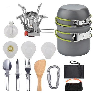 Portable Camping Cooker Stove Set with High-Grade Alumina and Stainless Steel – 2-3 Person Cookware Kit | Bentalia Home