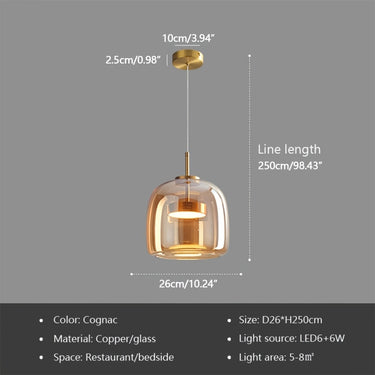 Modern LED Pendant Chandelier – Polished Finish with Handmade Glass Shade (Bulb Included)