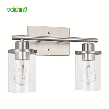EDISHINE Silvery Double-Head Bathroom Vanity Light – Brushed Nickel