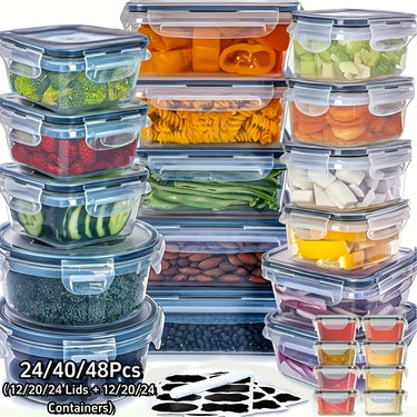 24–48 Piece Airtight Food Storage Container Set with Secure Lids for Pantry, Travel & Kitchen Organization
